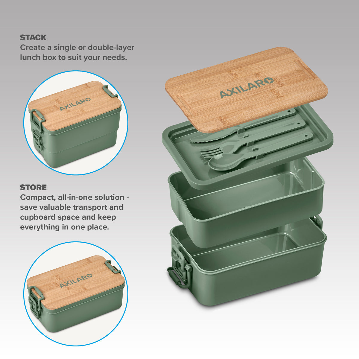 Urban Terrain Lakeside Double Layer Lunch Box & Cutlery Set