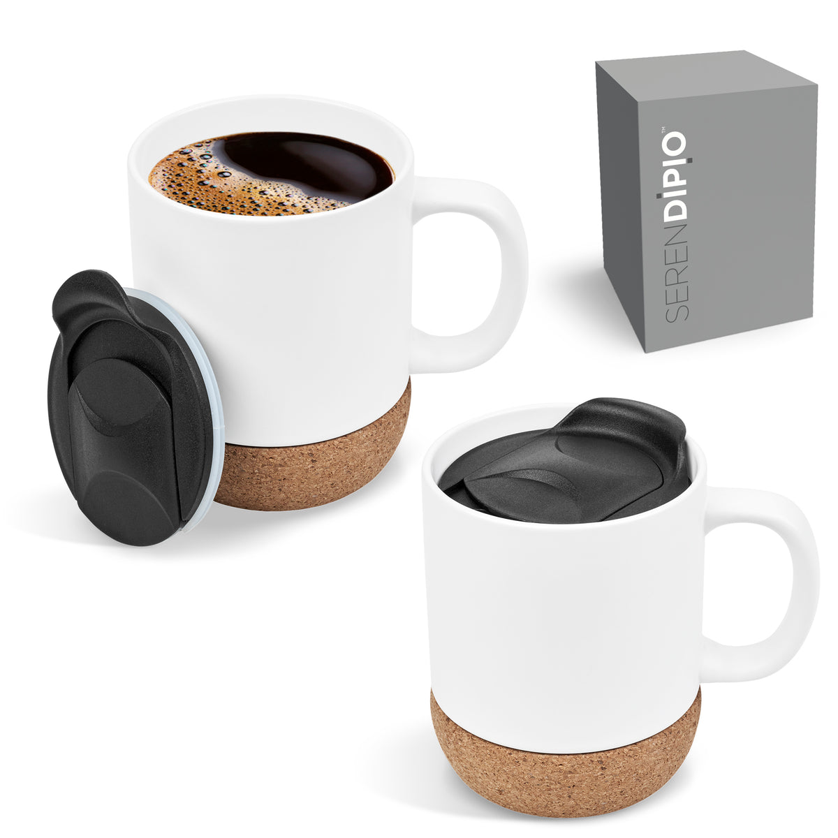 Serendipio Sienna Cork & Ceramic Sublimation Coffee Mug - 340ml