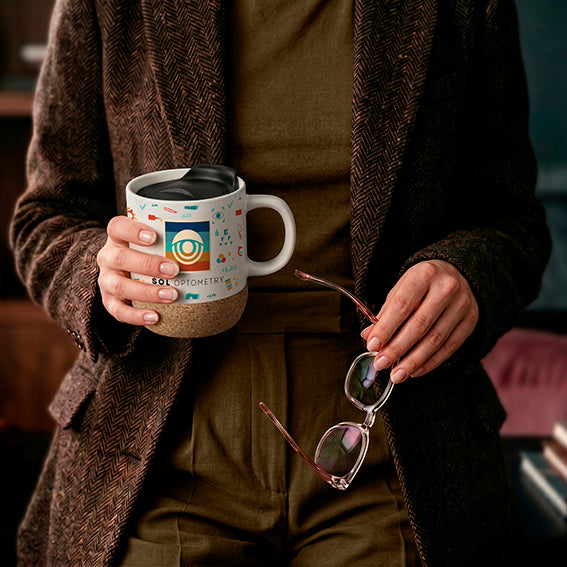 Serendipio Sienna Cork & Ceramic Sublimation Coffee Mug - 340ml