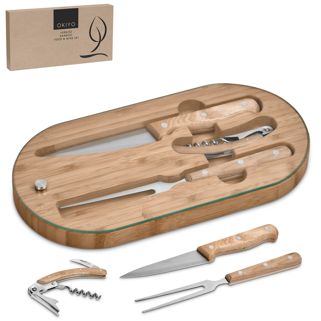 Okiyo Suraisu Bamboo Food & Wine Set